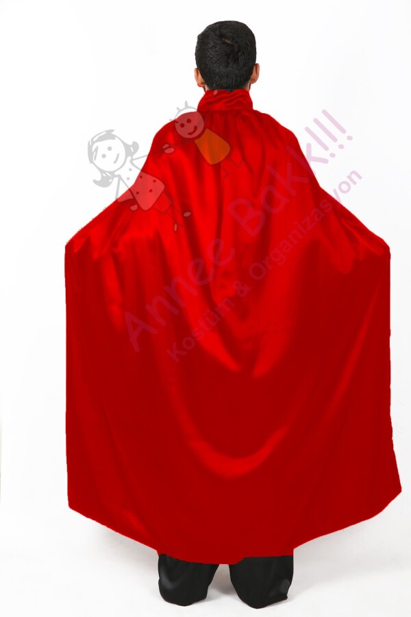 110 Cm Kırmızı Renk Pelerin, Saten Kumaş Kostüm Pelerini, Hızlı Kargo - 2