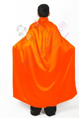 110 Cm Turuncu Renk Pelerin, Saten Kumaş Kostüm Pelerini, Hızlı Kargo - 2