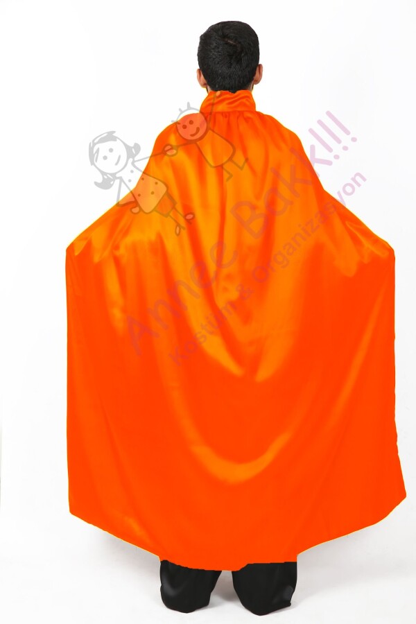 110 Cm Turuncu Renk Pelerin, Saten Kumaş Kostüm Pelerini, Hızlı Kargo - 2