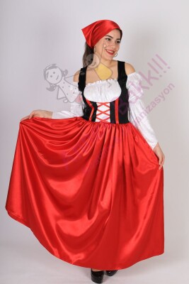 Bayerische Kırmızı Alman Kadın Kostümü, Oktoberfest Yetişkin Alman Kadın Kıyafeti, Hızlı Kargo - 2