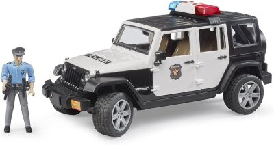 Bruder - Jeep Wrangler U.R. Polis Aracı ve Açık Tenli Memur Ölçekli Model Oyuncağı - 1