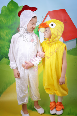 Çocuklar İçin Tavuk-Horoz Kostümü, Kadife Kumaş Tavuk-Horoz Kostümü, Hızlı Kargo - 1