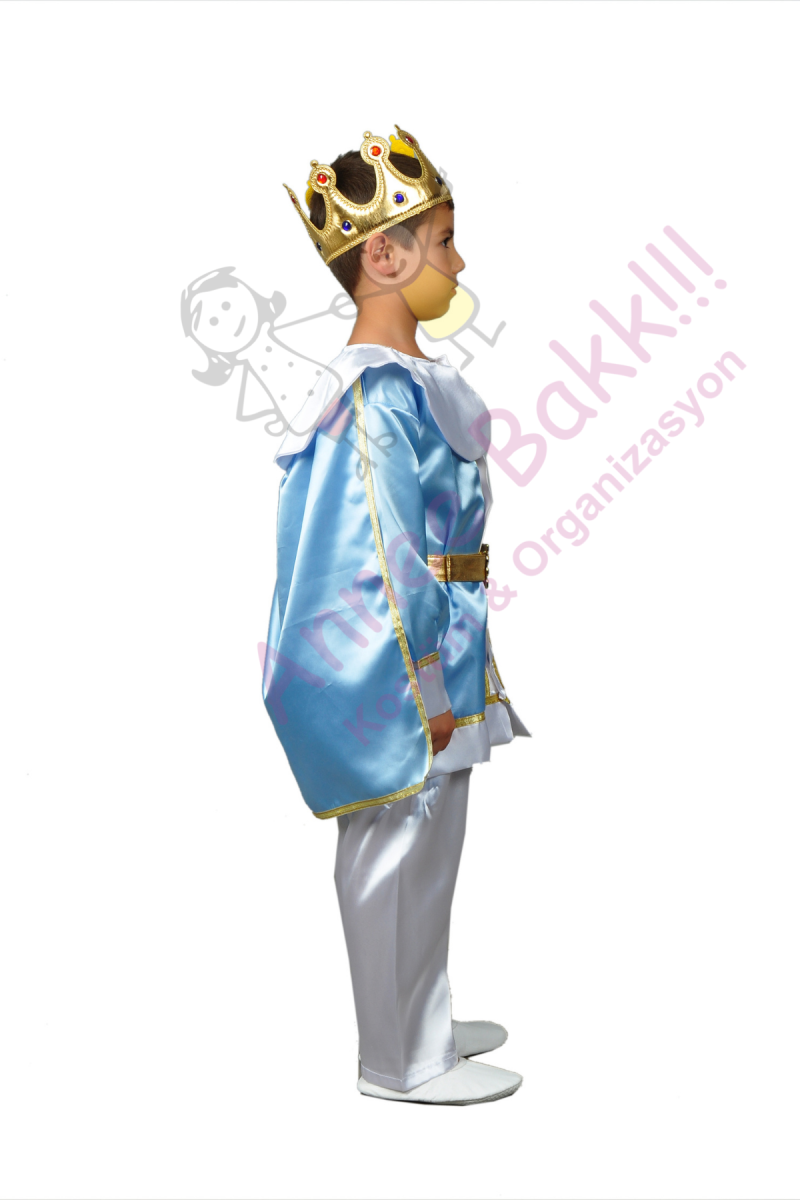 Mavi Renk Pelerinli Kral Kostümü, Kral Çocuk Kostümü