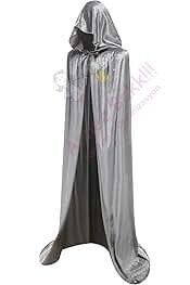 Gümüş Renk Parlak Kapüşonlu Pelerin, Halloween Aksesuaları