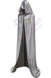 Gümüş Renk Parlak Kapüşonlu Pelerin, Halloween Aksesuaları