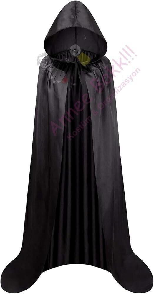 Siyah Renk Kapüşonlu Pelerin, Halloween Pelerin