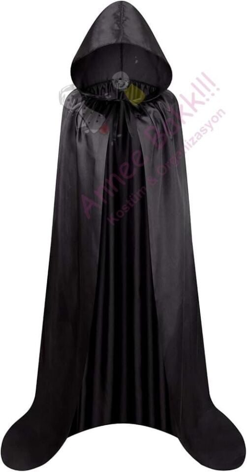 Cadılar Bayramı Siyah Renk Kapüşonlu Pelerin, Halloween Pelerin & Aksesuarlar, Hızlı Kargo
