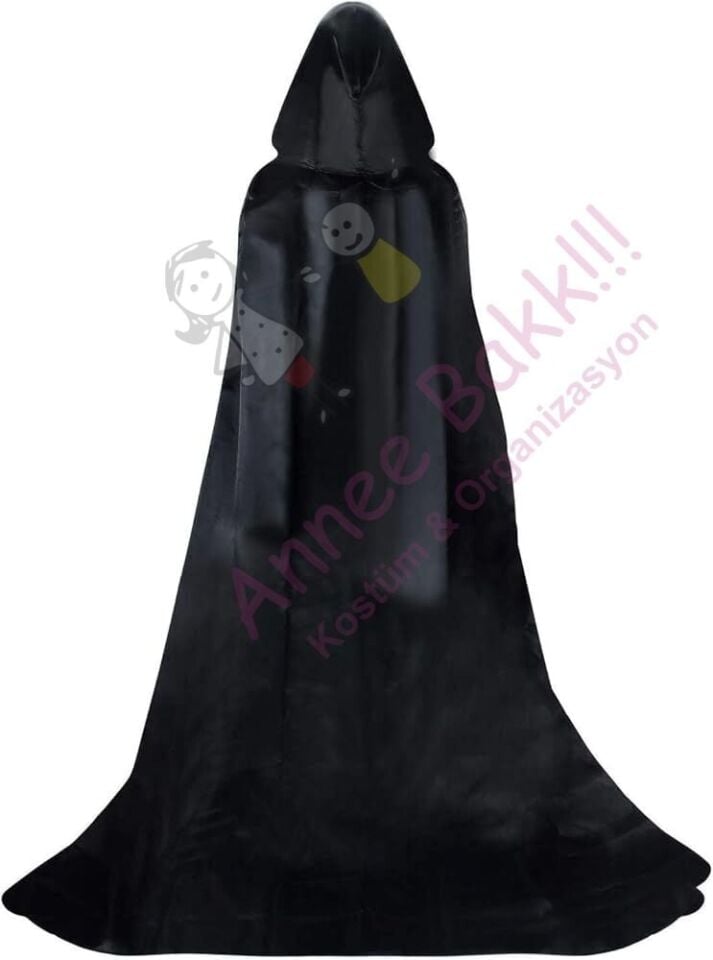 Cadılar Bayramı Siyah Renk Kapüşonlu Pelerin, Halloween Pelerin & Aksesuarlar, Hızlı Kargo