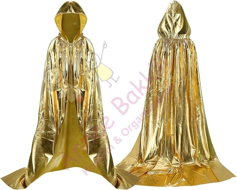 Gold Renk Parlak Kapüşonlu Pelerin, Halloween Aksesuaları