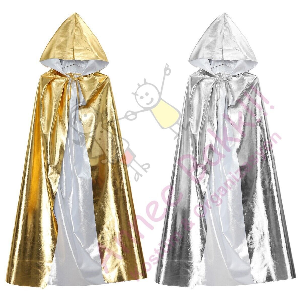 Gold Renk Parlak Kapüşonlu Pelerin, Halloween Aksesuaları