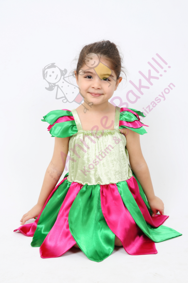 Masal Perisi Kostümü, Renkli Tinkerbell Kostümü, Kız Çocuk Peri Elbisesi