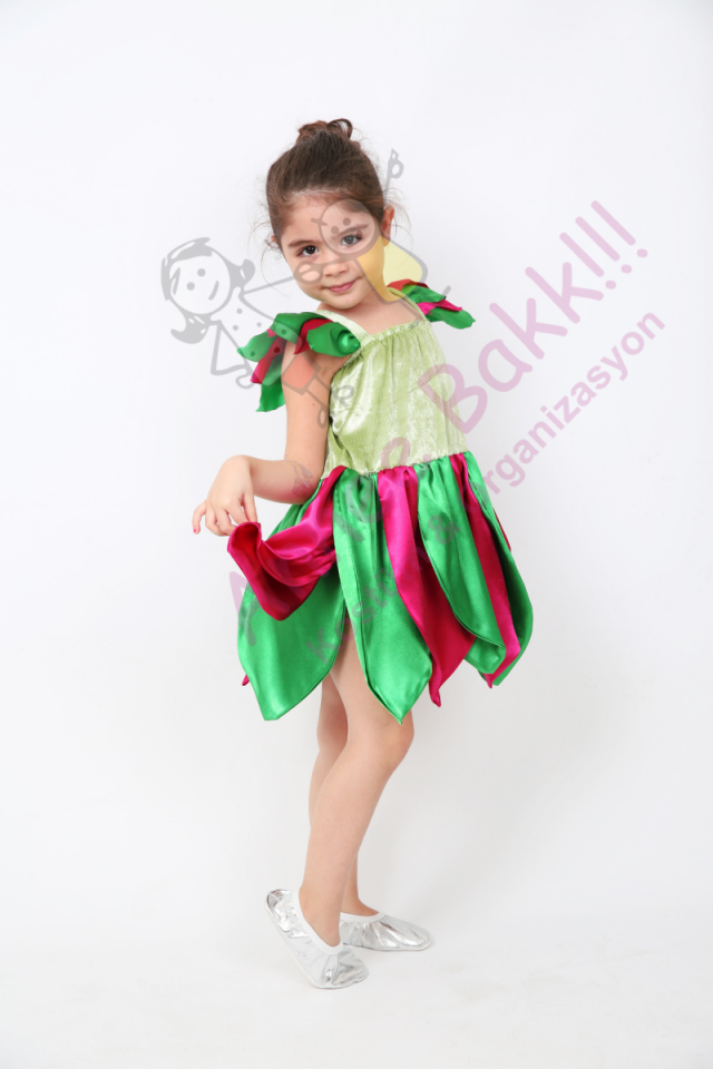 Masal Perisi Kostümü, Renkli Tinkerbell Kostümü, Kız Çocuk Peri Elbisesi