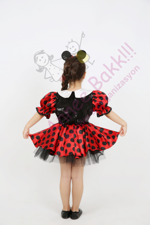 Kırmızı Minnie Mouse Kostümü, Minik Fare Kız Kostümü, Masalsı Kostümler