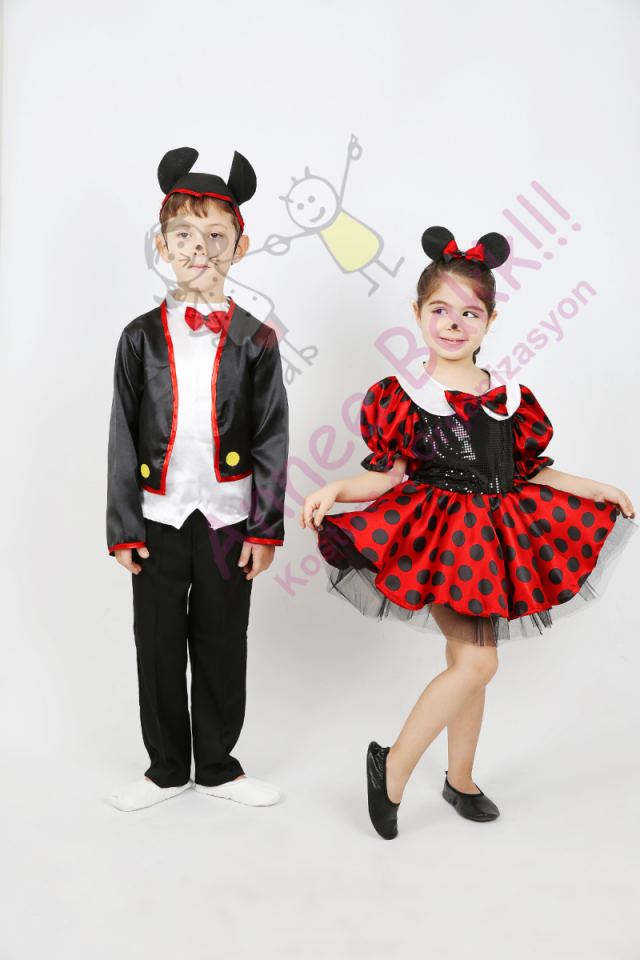 Kırmızı Minnie Mouse Kostümü, Minik Fare Kız Kostümü, Masalsı Kostümler