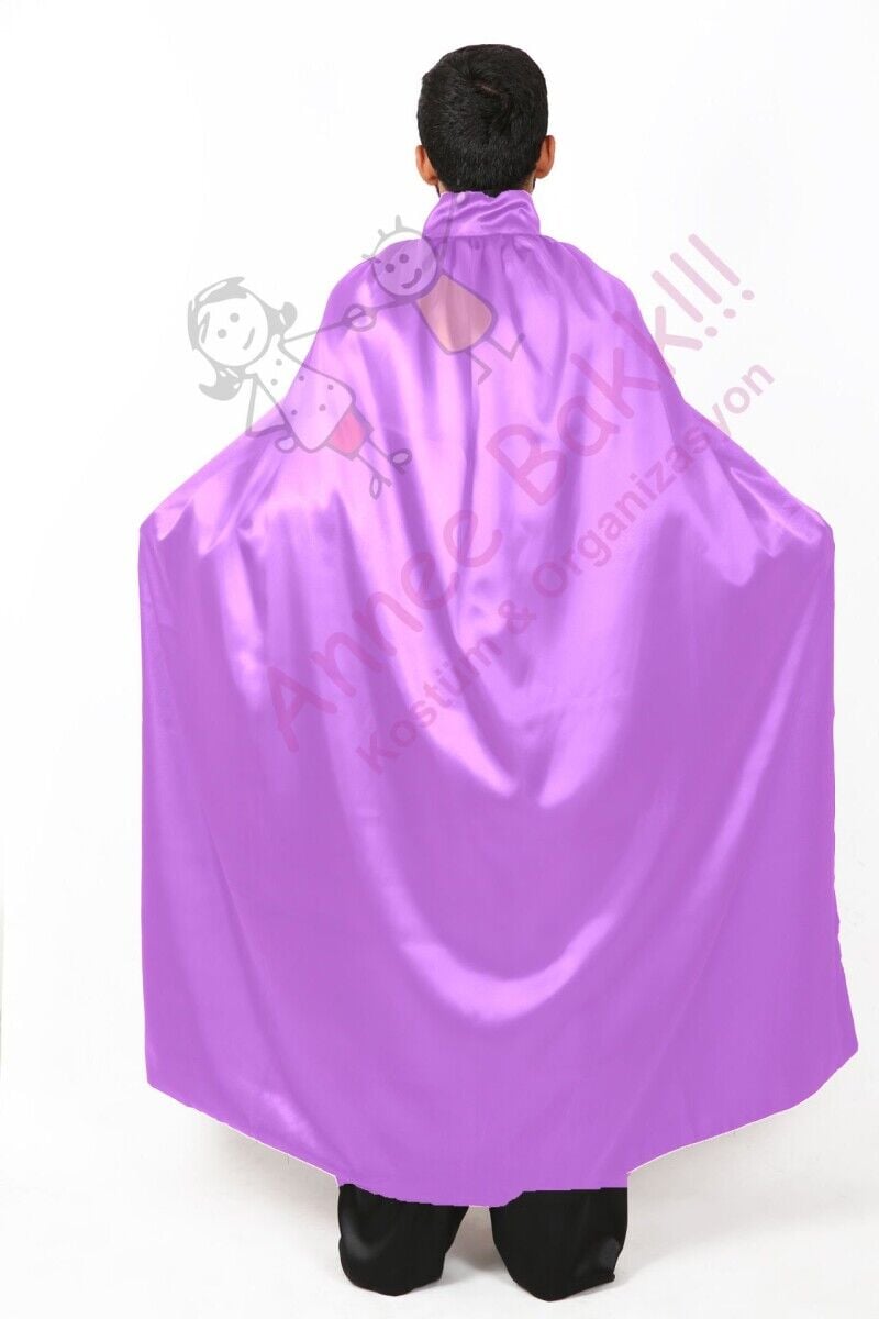 110 Cm Lila Renk Pelerin, Saten Kumaş Yetişkin Kostüm Pelerini, Hızlı Kargo