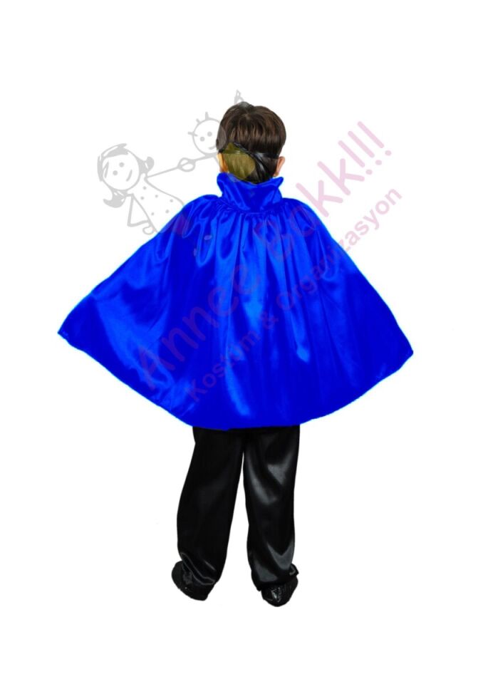 90 Cm Yakalı Saks Mavisi Çocuk Pelerini, Saten Kumaş Çocuk Pelerini