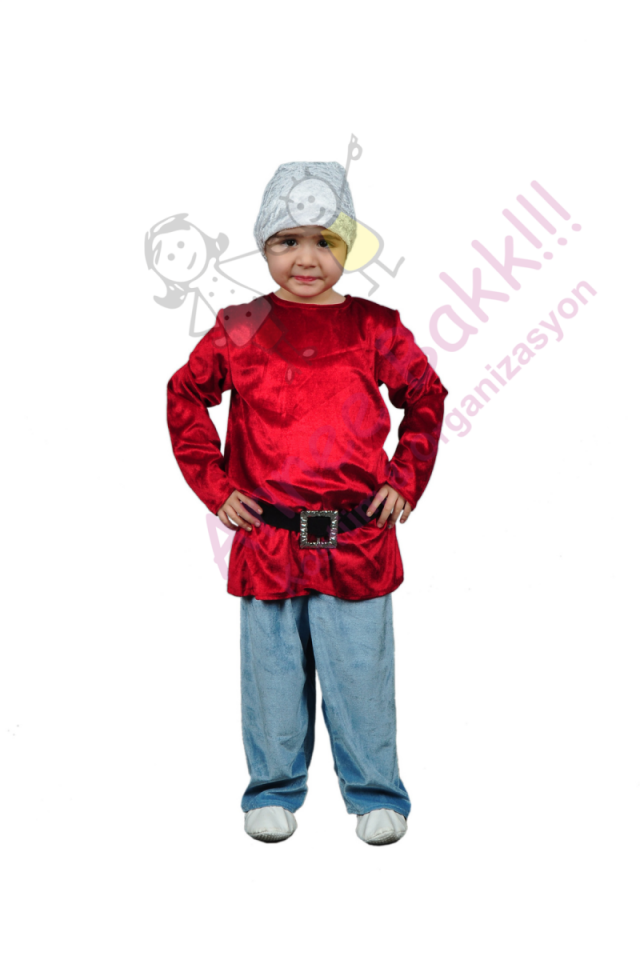 Kırmızı Renk Yedi Cüceler Kostümü, Pamuk Prenses ve Yedi Cüceler Kostümü