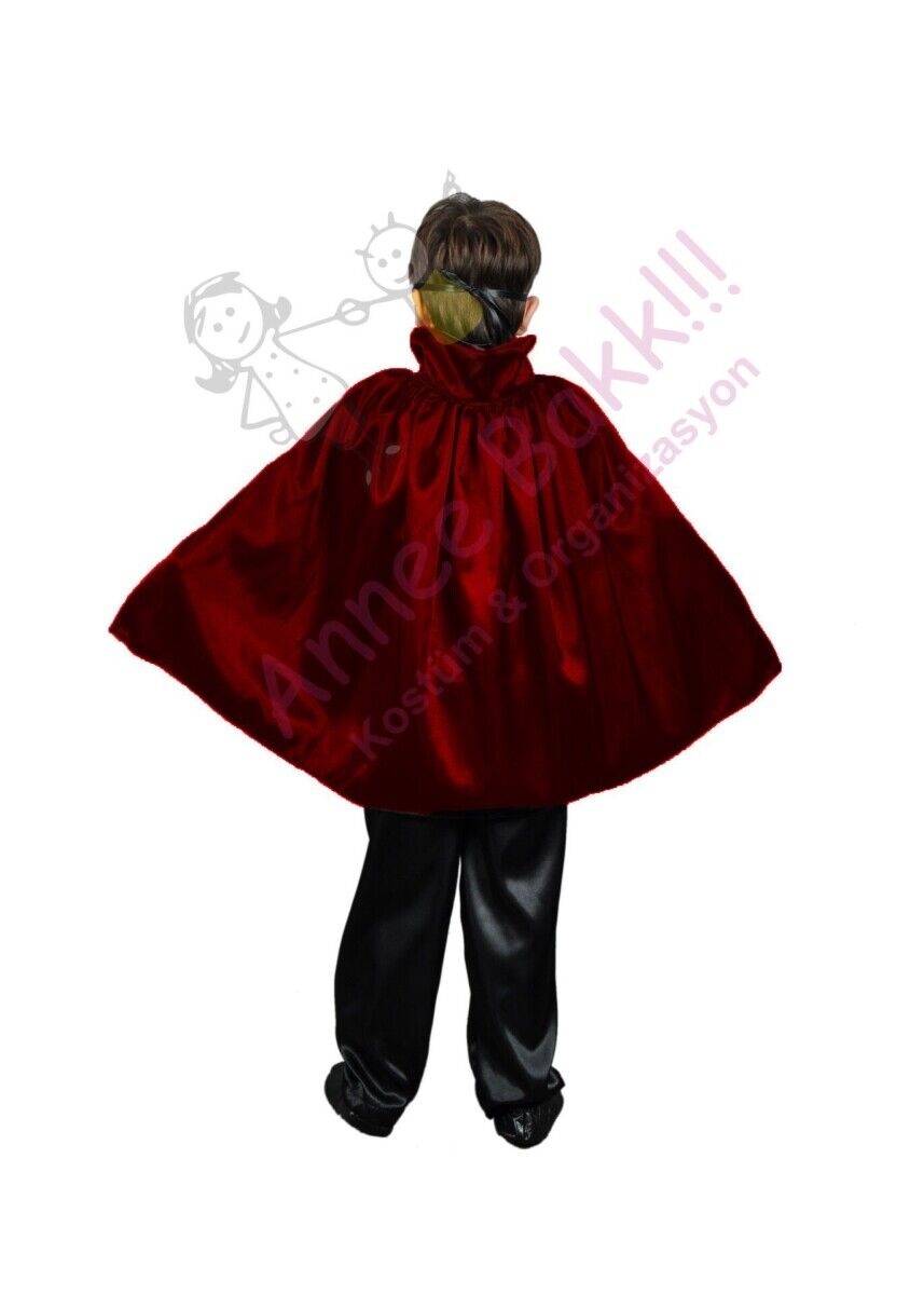 90 Cm Yakalı Bordo Renk Çocuk Pelerini, Saten Kumaş Çocuk Pelerini