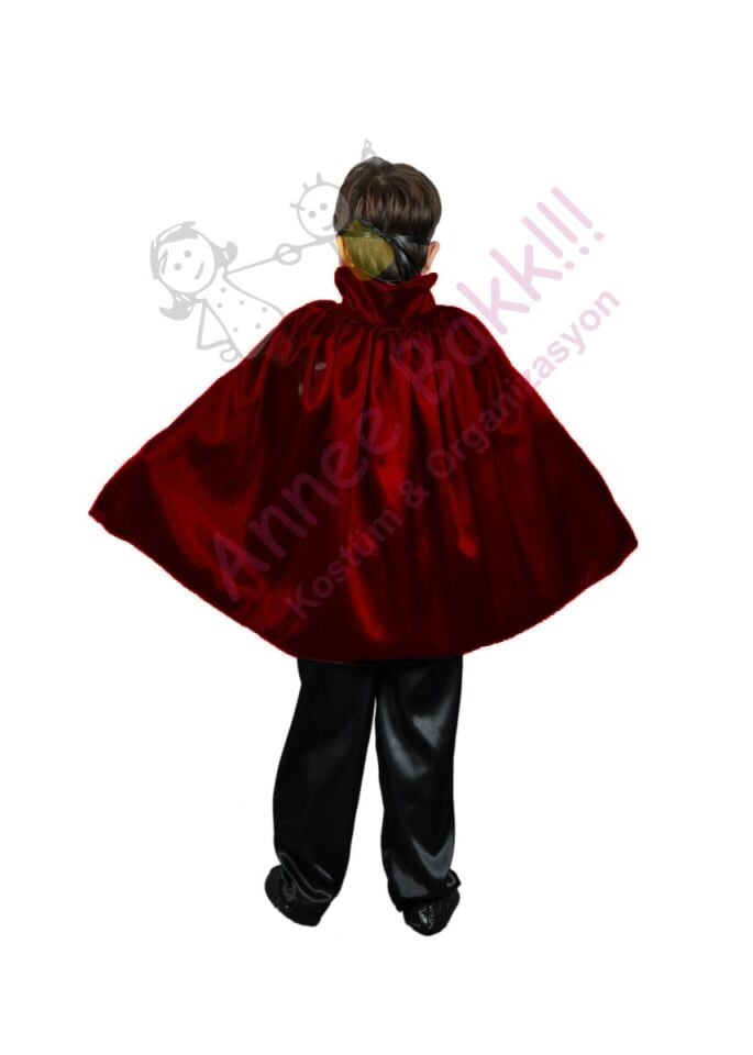90 Cm Yakalı Bordo Renk Çocuk Pelerini, Saten Kumaş Çocuk Pelerini