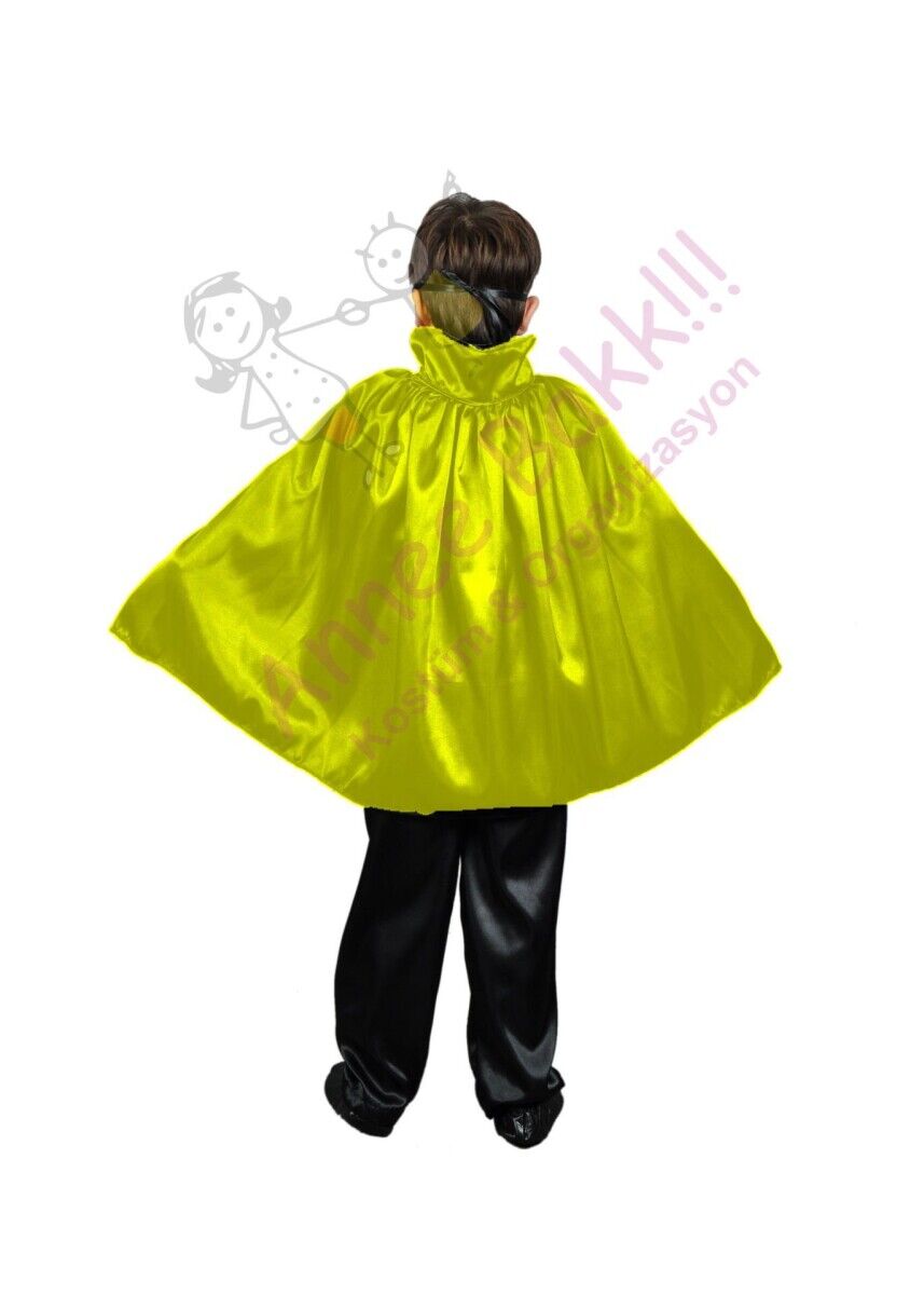 90 Cm Yakalı Sarı Renk Çocuk Pelerini, Unisex Çocuk Pelerini, Cadılar Bayramı Aksesuarları