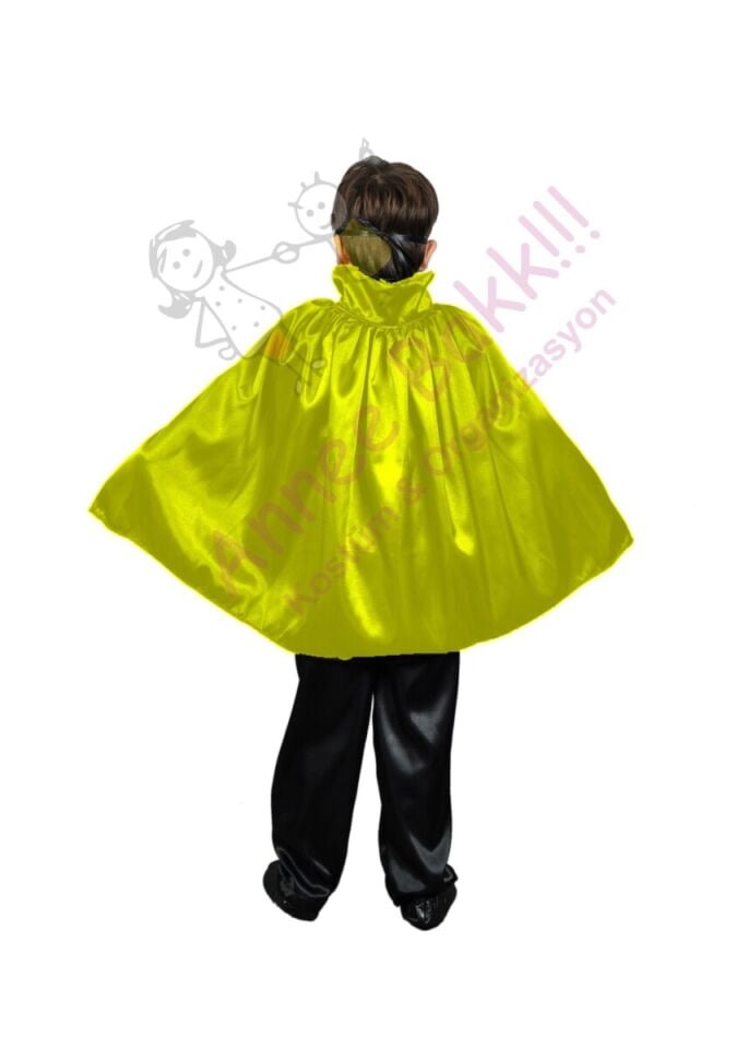 Sarı Renk Saten Kumaş Pelerin, Unisex Çocuk Pelerini, Cadılar Bayramı Aksesuarları, Hızlı Kargo