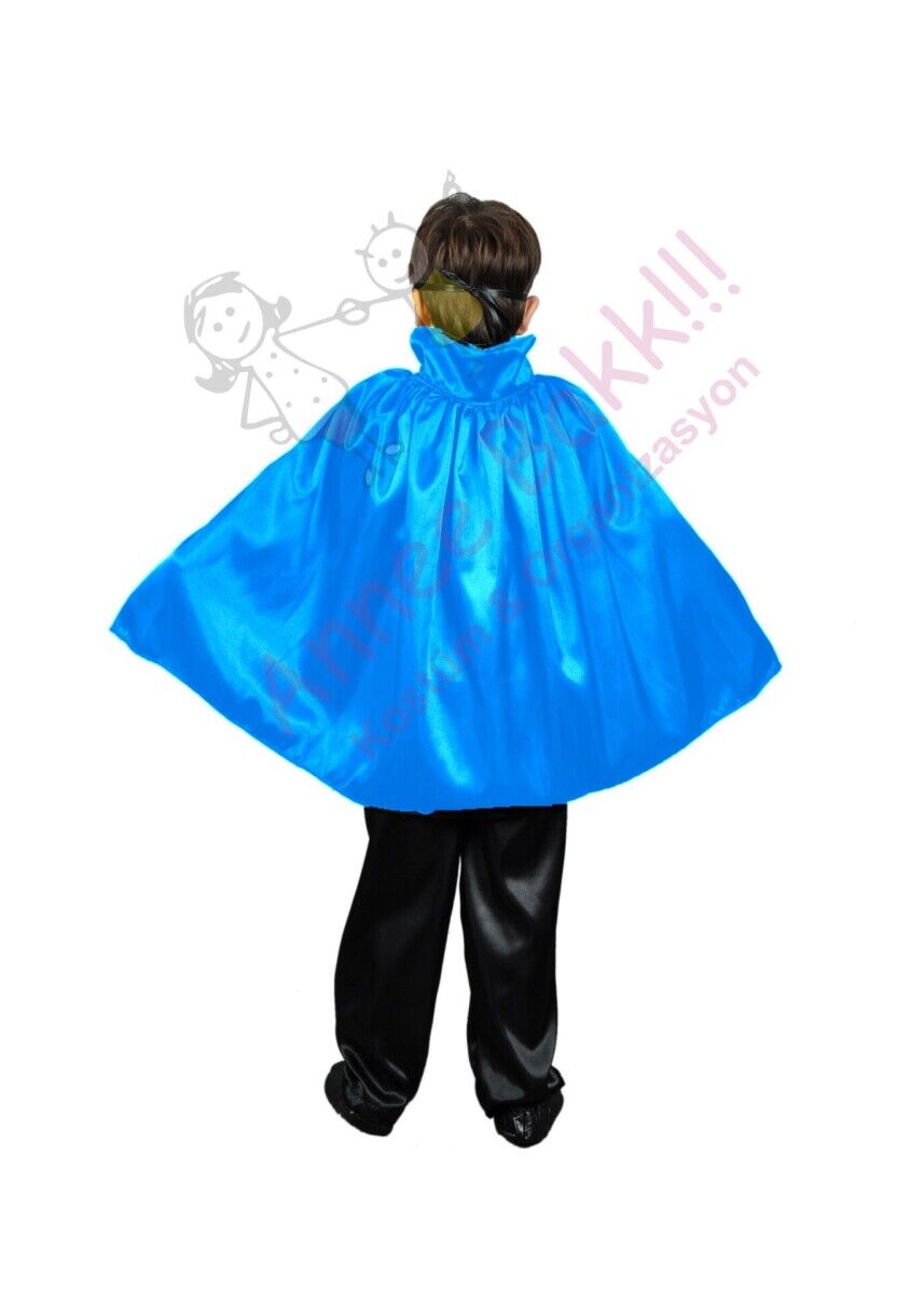 90 Cm Yakalı Mavi Renk Pelerin, Unisex Çocuk Pelerini, Cadılar Bayramı Aksesuarları