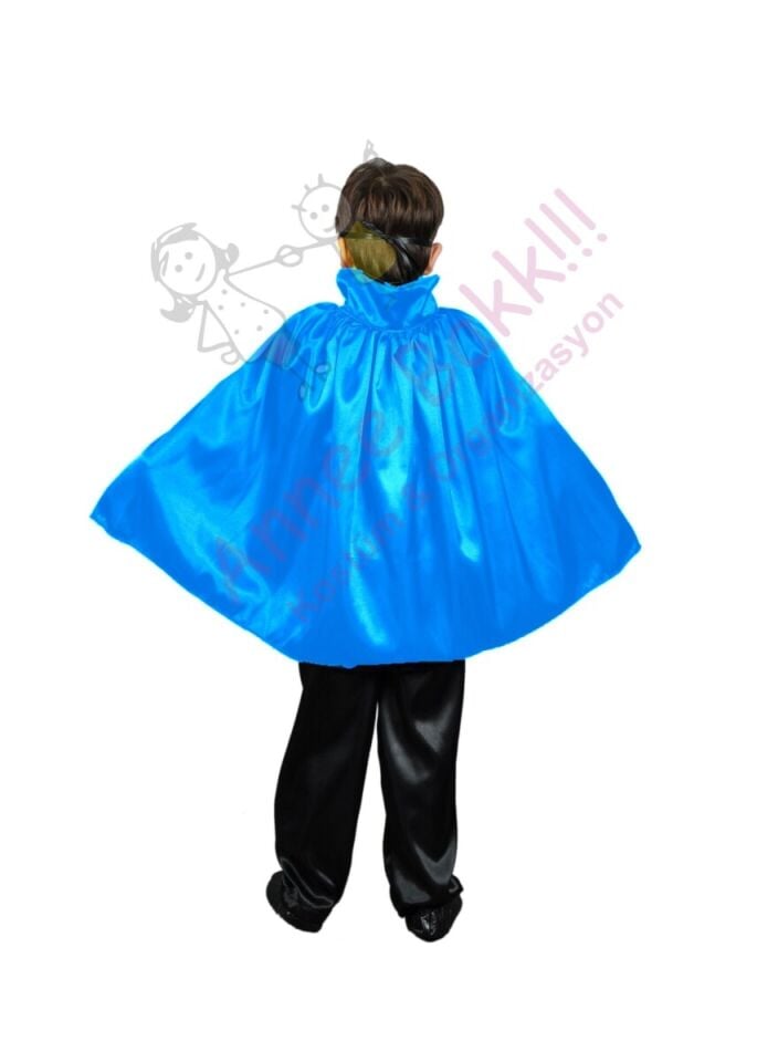 90 Cm Yakalı Mavi Renk Pelerin, Unisex Çocuk Pelerini, Cadılar Bayramı Aksesuarları