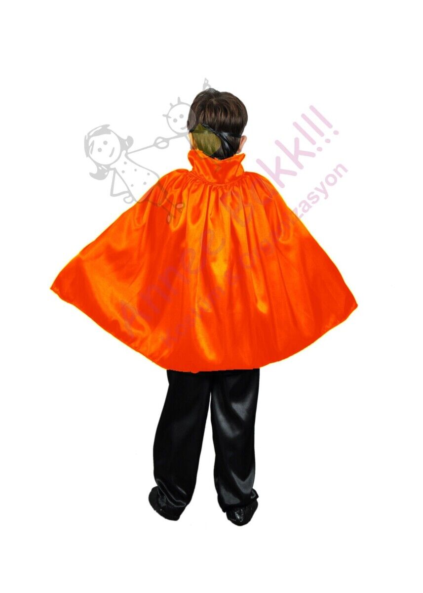 90 Cm Yakalı Turuncu Renk Pelerin, Unisex Çocuk Pelerini, Cadılar Bayramı Aksesuarları