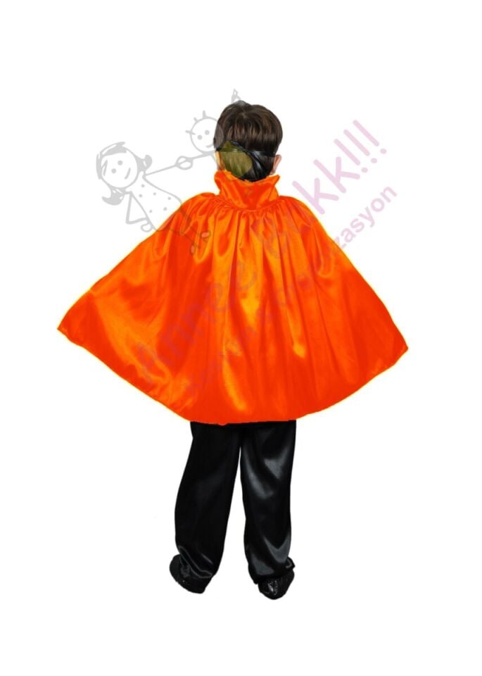 Turuncu Renk Saten Kumaş Pelerin, Unisex Çocuk Pelerini, Cadılar Bayramı Aksesuarları, Hızlı Kargo