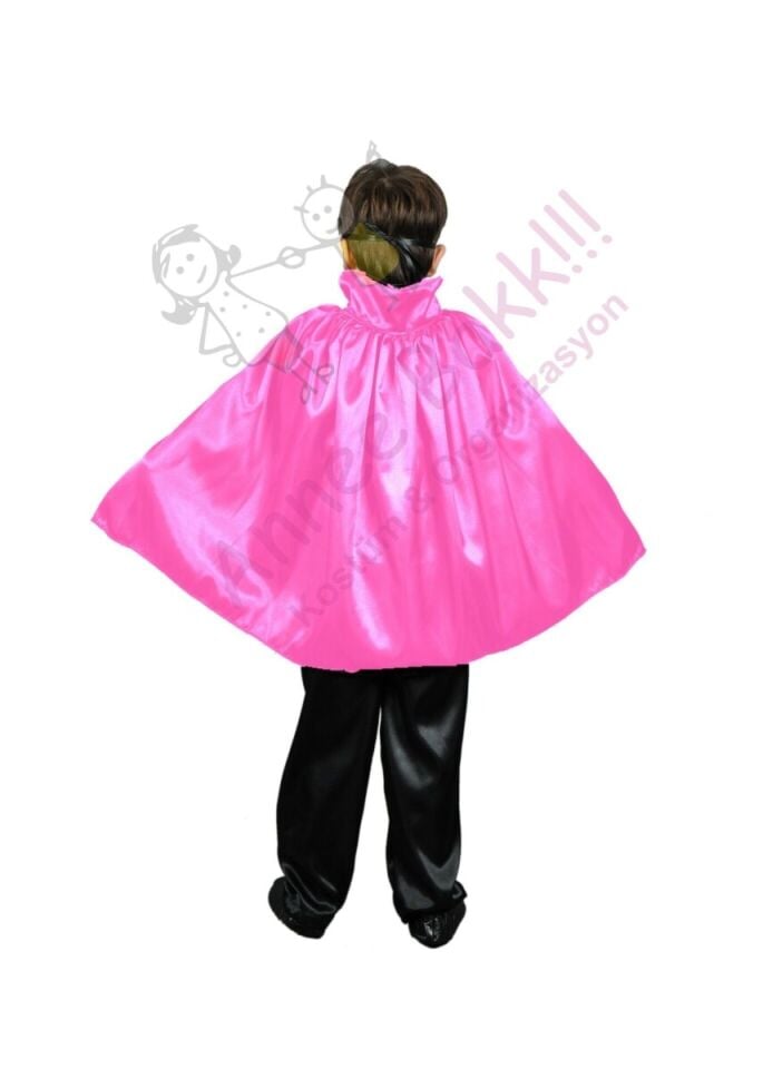 90 Cm Yakalı Pembe Renk Pelerin, Unisex Çocuk Pelerini, Cadılar Bayramı Aksesuarları