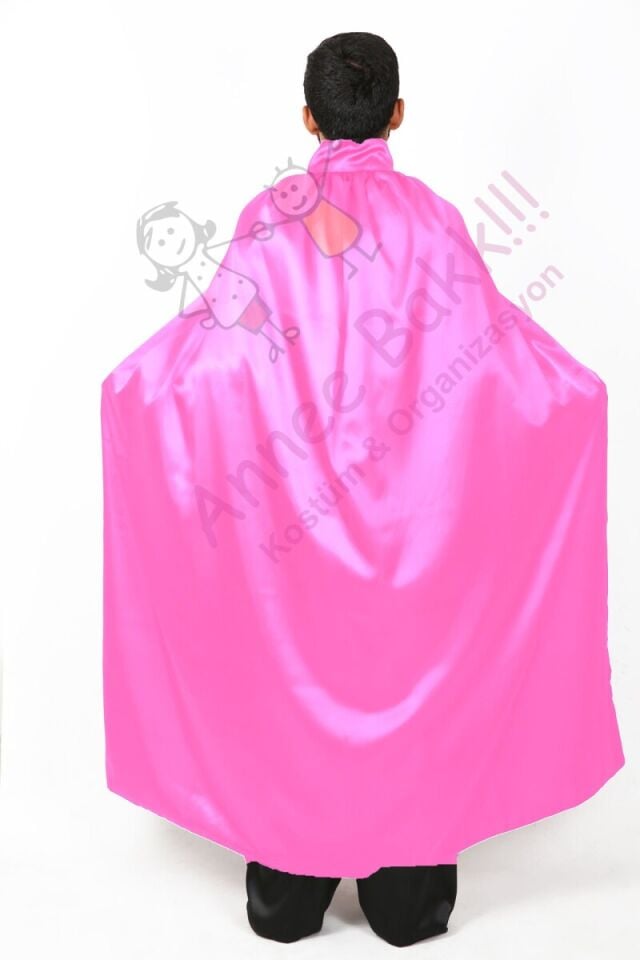 110 Cm Pembe Renk Pelerin, Saten Kumaş Kostüm Pelerini, Hızlı Kargo