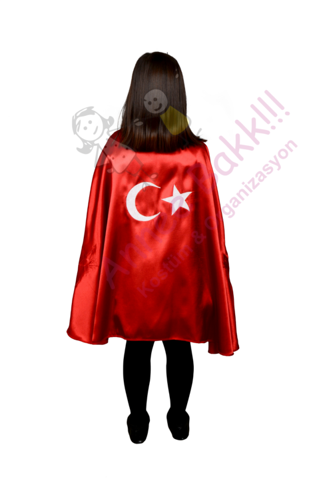 Ay Yıldız Çocuk Pelerini 3 Taraflı, Türk Bayrağı Pelerin, Bayrak Temalı Çocuk Pelerini