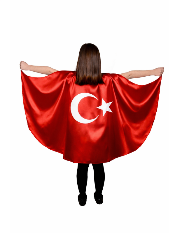 Ay Yıldız Çocuk Pelerini 3 Taraflı, Türk Bayrağı Pelerin, Bayrak Temalı Çocuk Pelerini