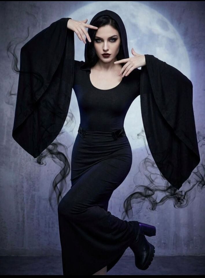 Kapüşonlu Gotik Kadın Kostümü