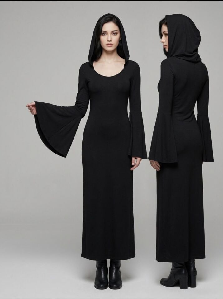 Kapüşonlu Gotik Kadın Kostümü