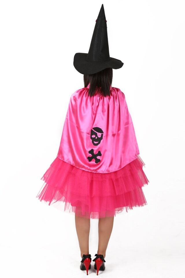 Yetişkin Cadı Kostümü, Etek-Pelerin ve Şapka Cadı Seti, Cadılar Bayramı Aksesuarları