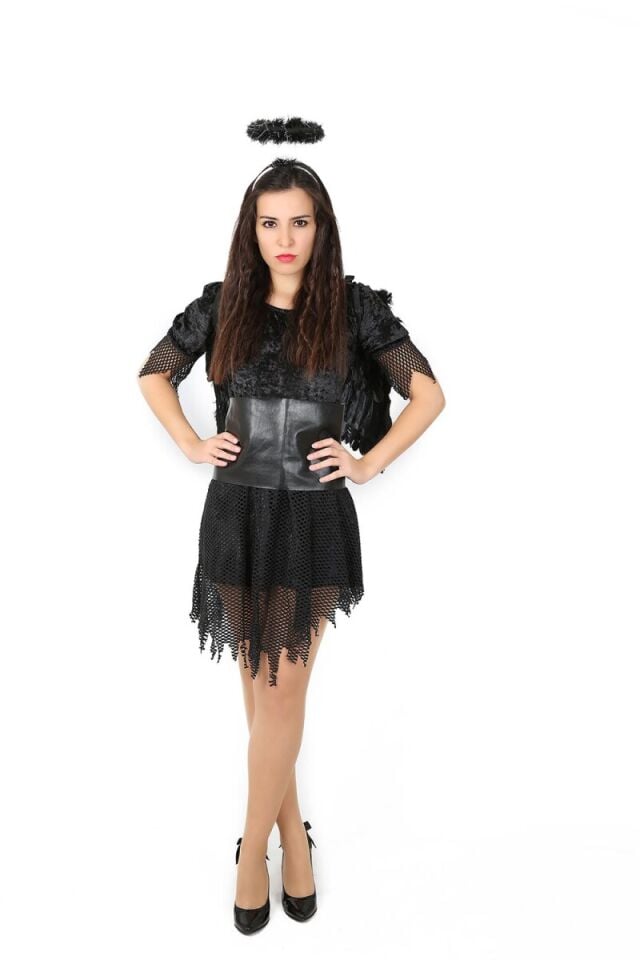 Yetişkin Kara Melek Kostümü, Cadılar Bayramı Kara Melek Kıyafeti, Hızlı Kargo