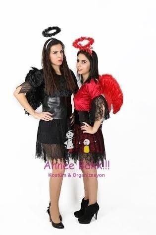 Yetişkin Kara Melek Kostümü, Cadılar Bayramı Kara Melek Kıyafeti, Hızlı Kargo