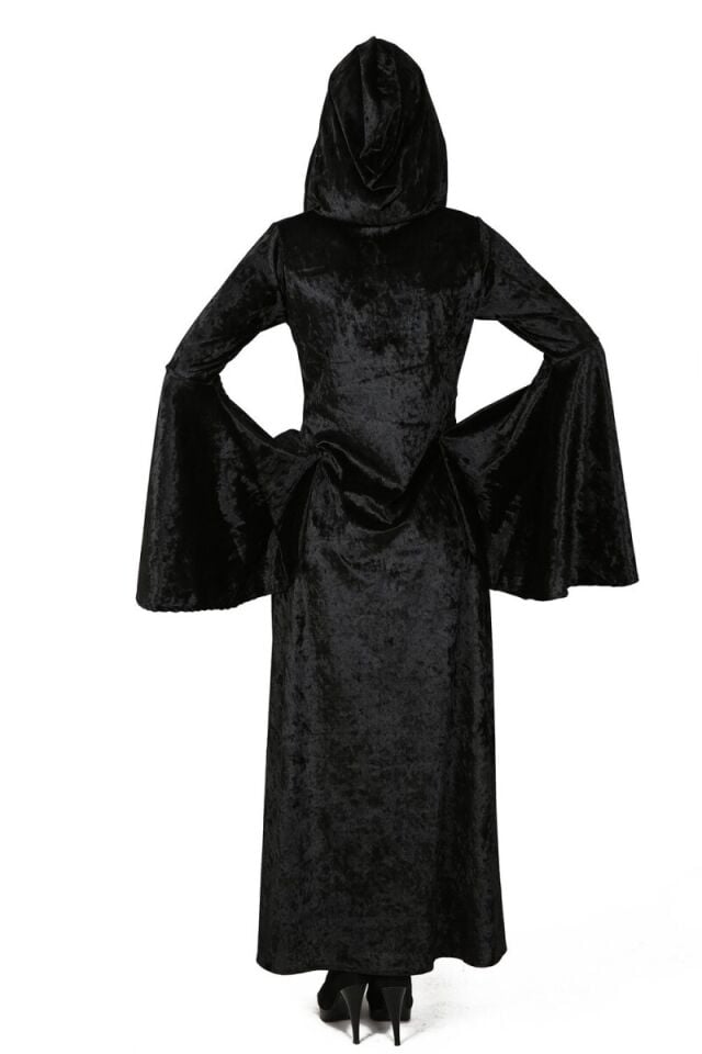 Siyah Renk Büyücü Kadın (Midnight) Kostüm, Kapüşonlu Midnight Kadın Kıyafeti, Hızlı Kargo