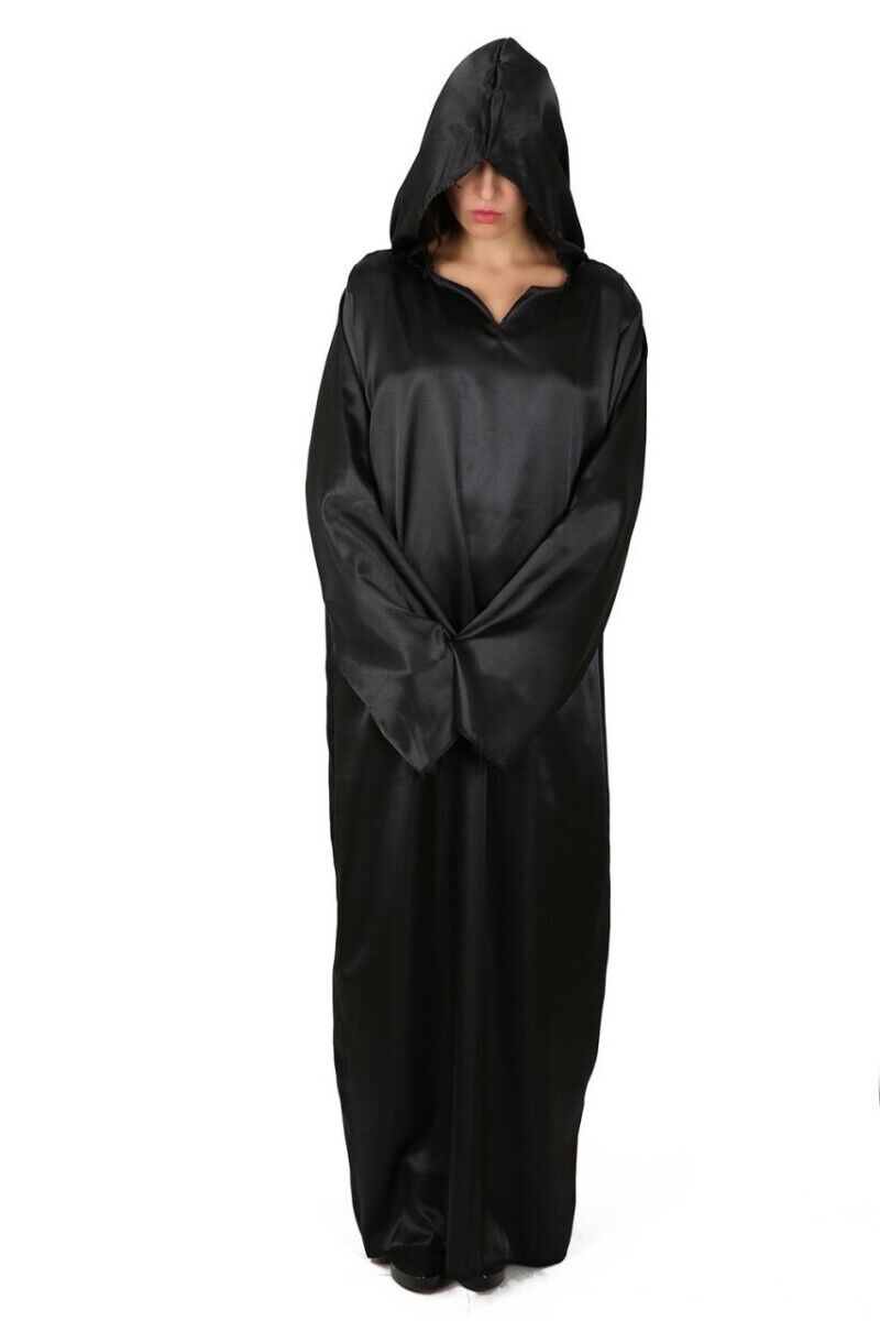 Siyah Renk Kapüşonlu Azrail Kostümü, Unisex Azrail Kıyafeti