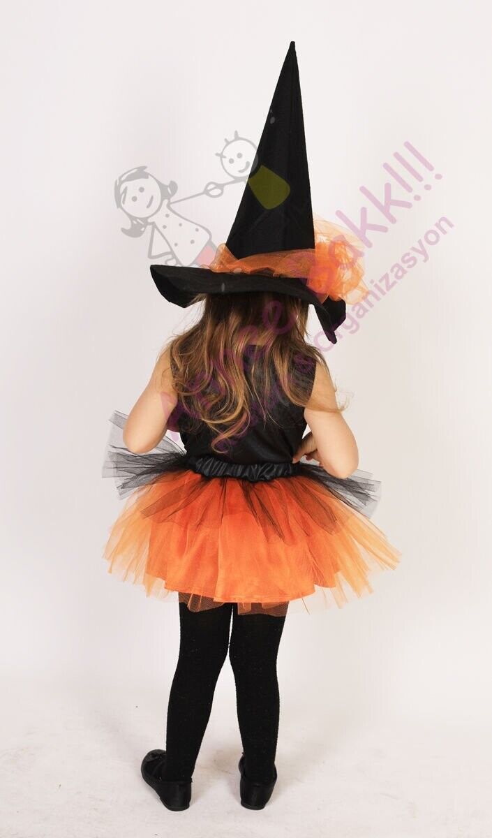 Balkabağı Temalı Cadılar Bayramı Kostümü, Turuncu Renk Tütü Cadı Kostümü