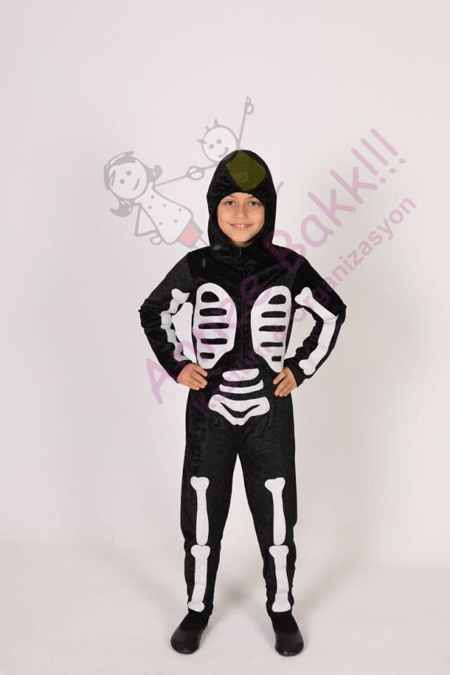 İskeletor Çocuk Kostümü, İskelet Çocuk Kıyafeti, Cadılar Bayramı Kostümü, Hızlı Kargo