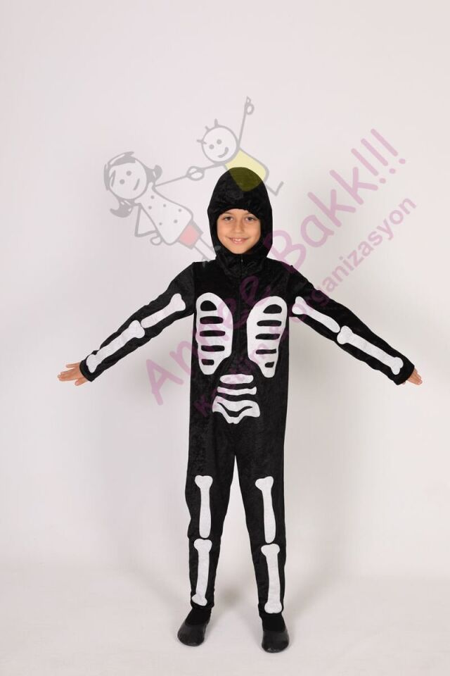 İskeletor Çocuk Kostümü, İskelet Çocuk Kıyafeti, Cadılar Bayramı Kostümü