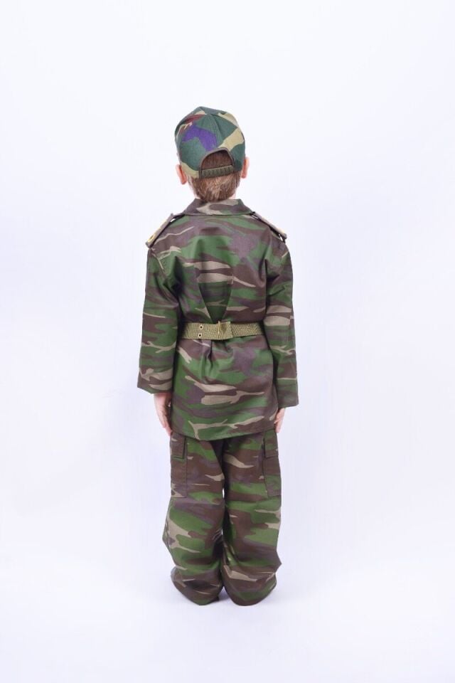 Çocuk Asker Kostümü, Asker Çocuk Kıyafet Seti, Asker Kamuflaj Kostüm Seti