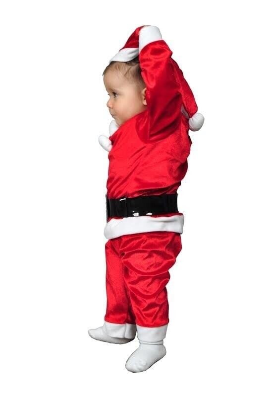 Noel Baba Bebek Kostümü, Kadife Kumaş1-2 Yaş Noel Bebek Kostümü