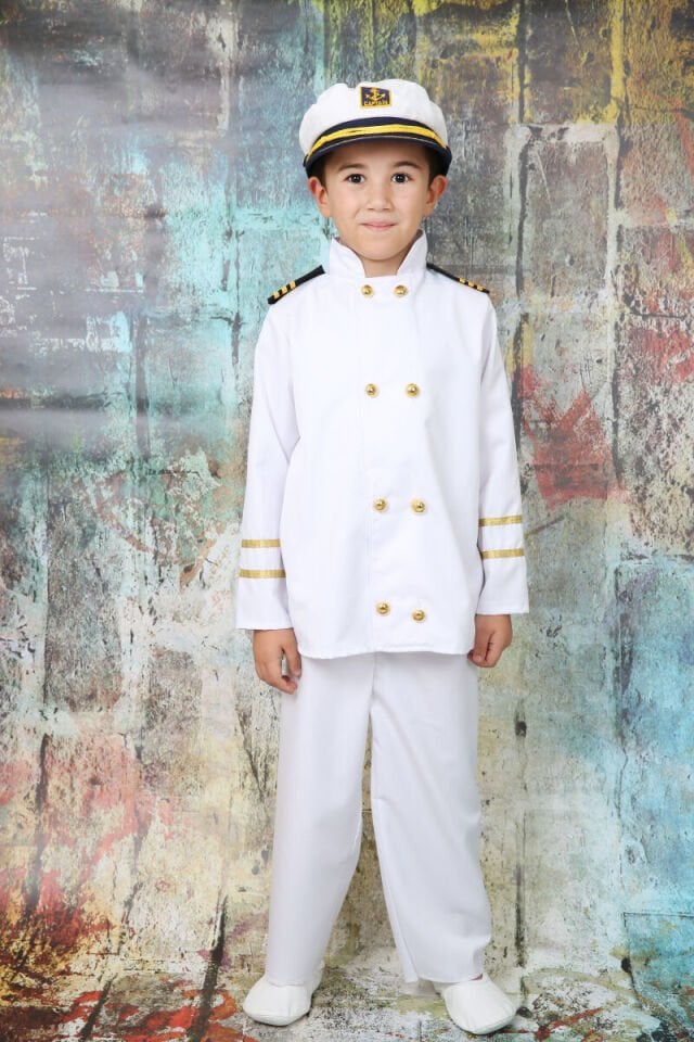 Kaptan Çocuk Kostüm Seti, Denizci Kaptan Çocuk Kıyafet Seti, Meslek Kostümleri