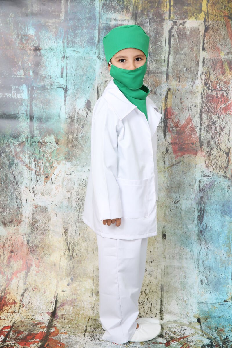 Alpaka Kumaş Doktor Kostüm Seti, Çocuk Doktor Kostüm Seti, Meslek Kostüm Seti