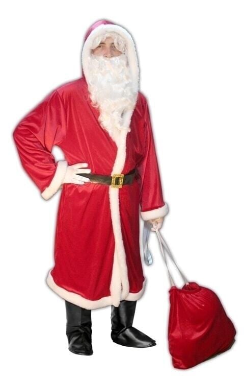 Kapüşonlu Uzun Model Noel Baba Ceket Seti, Yılbaşı Parti Kostümleri