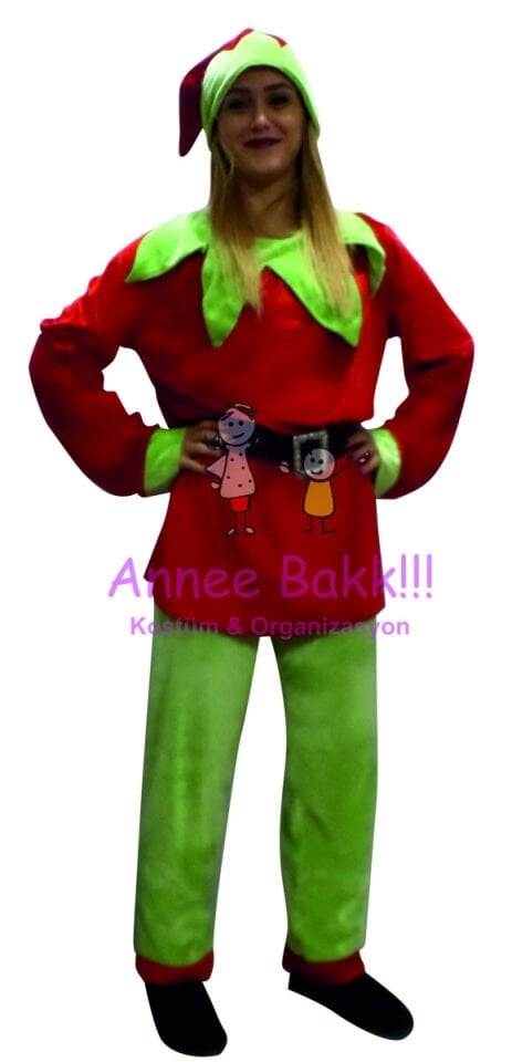 Yılbaşı Cini Elf Kostümü Yetişkin, Yeni Yıl Cini Yetişkin Kostüm