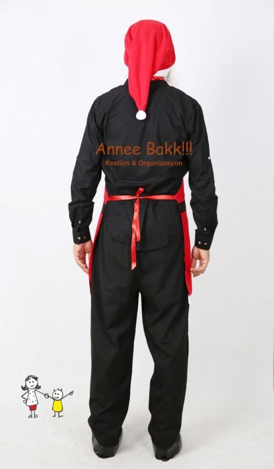 Yılbaşı Barmen Kostümü- Mutfak Önlüğü, Polar Kumaş Noel Mutfak Ürünleri